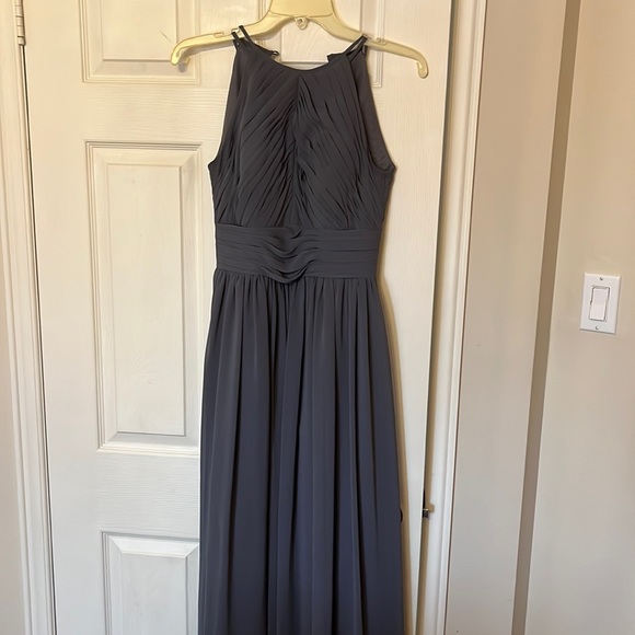 Grey Halter Bridesmaid Dress - Picture 1 of 10